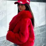 Giacca Visone e Volpe Rosso Corallo Donna Fur Milano